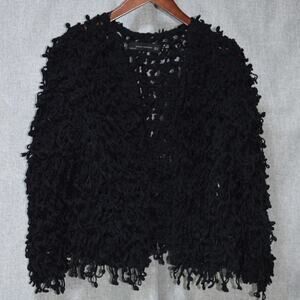 Zara Woman Black Textured Loop Knit Cropped Sweater M